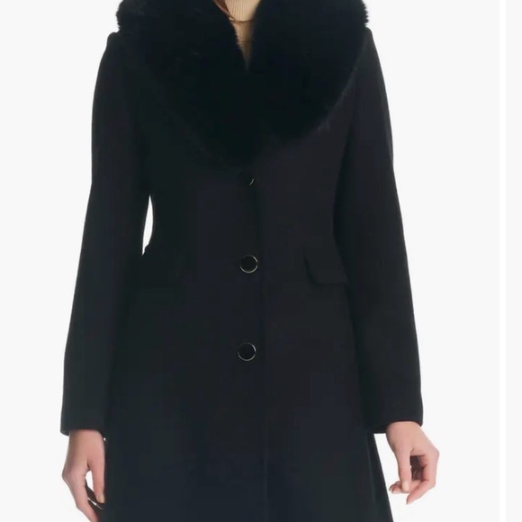 Kate Spade New York Wool blend coat with removable faux fur collar - Picture 2 of 10